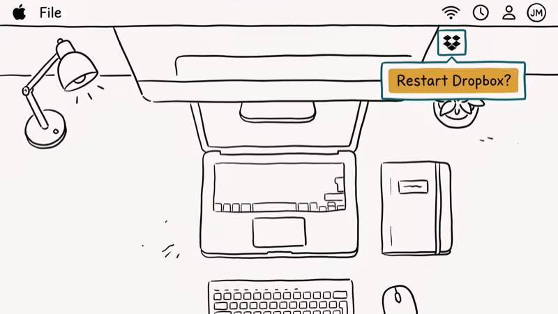 Illustration of restart client for dropbox not syncing