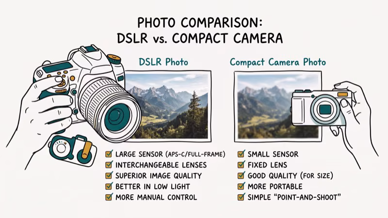 Illustration of image quality for dslr vs point and shoot camera