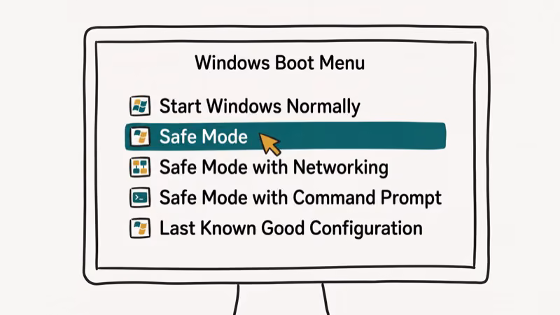 Illustration of safe mode for dxgkrnl sys