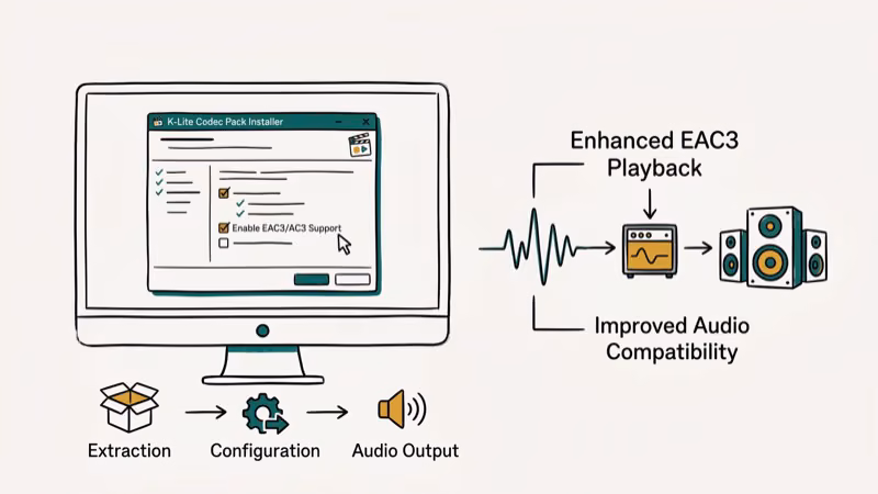 Illustration of codec pack for eac3 not supported