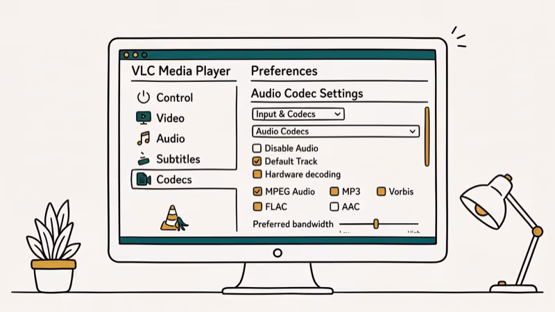 Illustration of vlc player for eac3 not supported