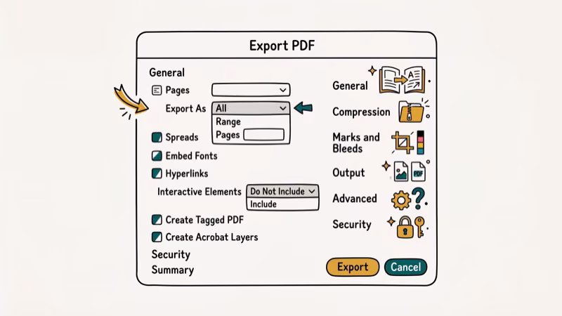Illustration of export pdf for edit a pdf in indesign