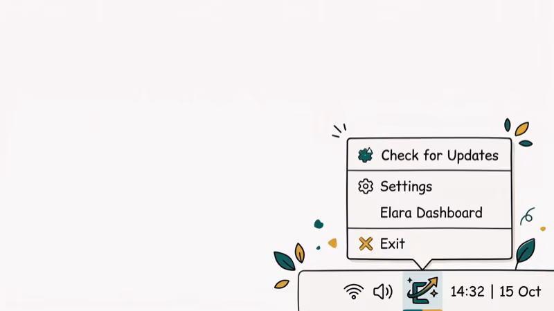 Illustration of system tray for elara app