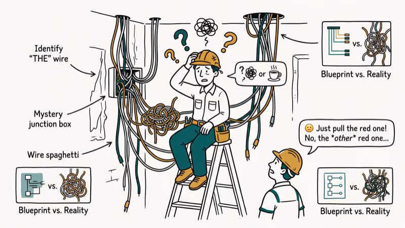 Illustration of work humor for electrician meme
