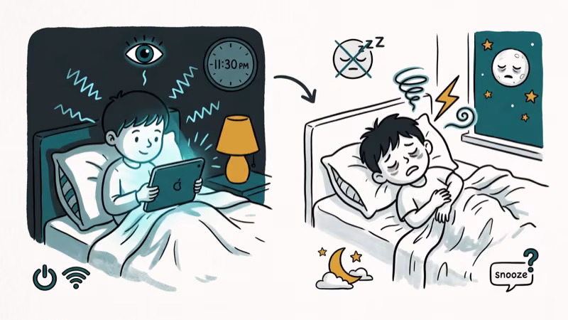 Illustration of sleep impact for electronic screen syndrome