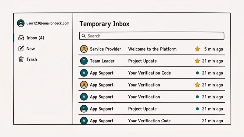 Illustration of temp inbox for emailondeck
