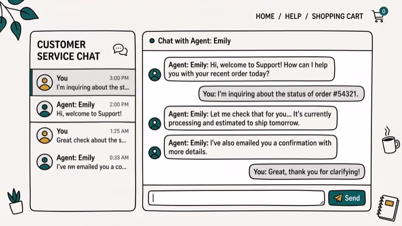 Illustration of customer service for emmiol review