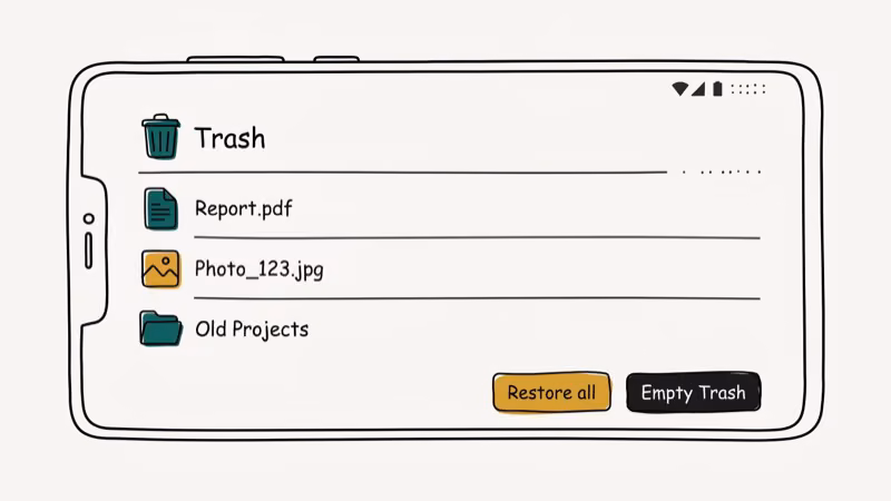 Illustration of file manager for empty trash on android