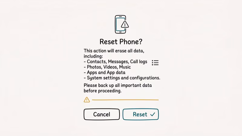 Illustration of factory reset for emui reboot system now