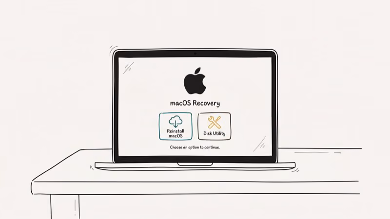 Illustration of recovery mode for erase process has failed on mac