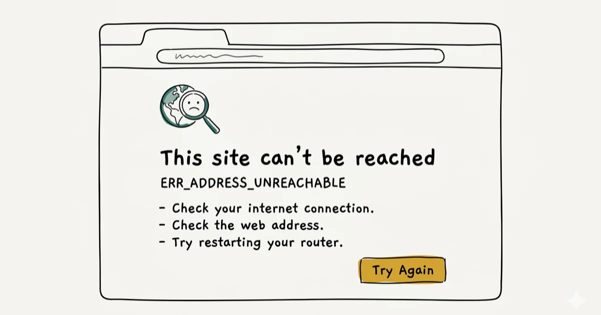 Fix ERR_ADDRESS_UNREACHABLE in Chrome (10 Solutions) cover image
