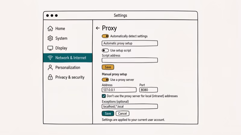 Illustration of proxy settings for err_connection_reset chrome