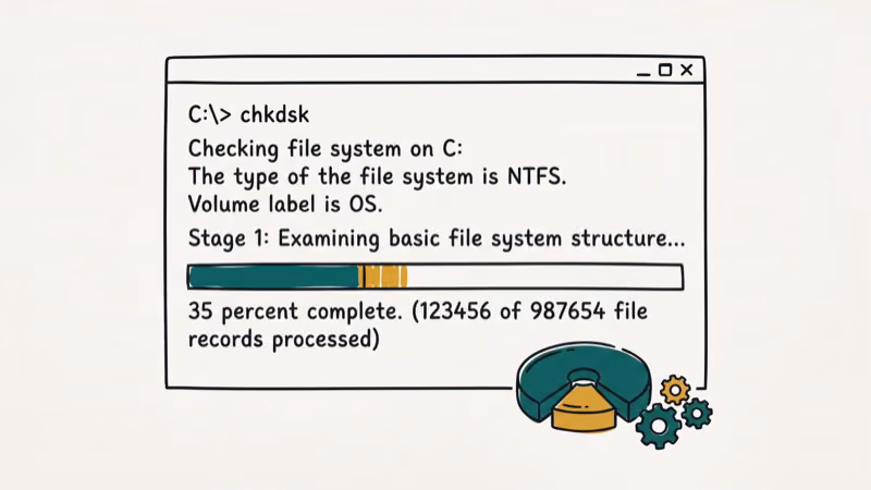 Illustration of chkdsk utility for error 0x8007045d