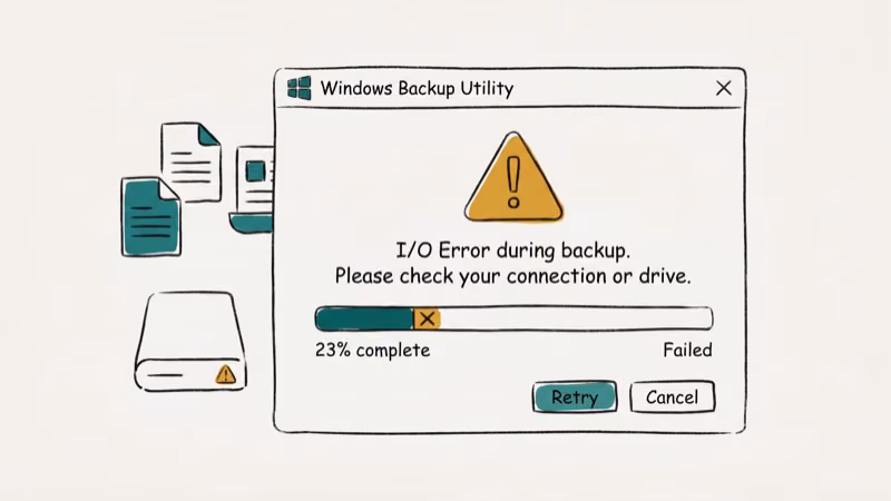Illustration of windows backup for error 0x8007045d