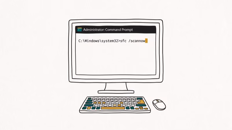 Illustration of system file check for error 0xc0000022
