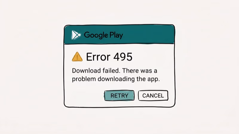 Illustration of play store for error code 495