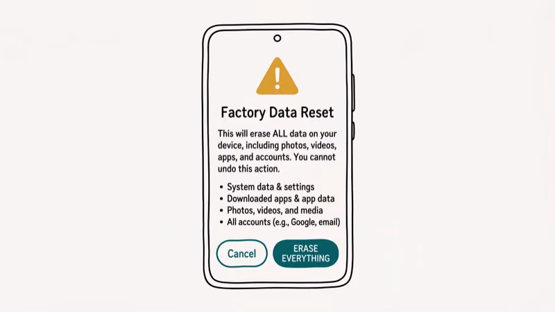 Illustration of factory reset for error retrieving information from server rh 01
