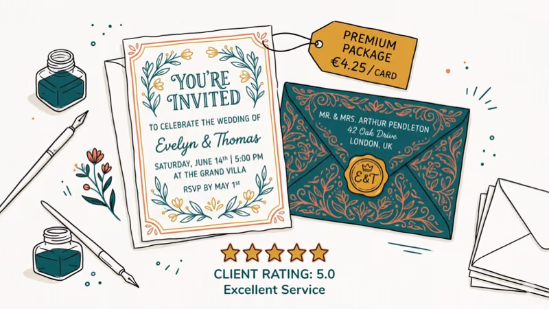 Premium invitation cards with elegant envelope seal and decorative design elements