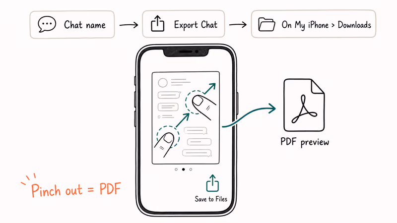 iPhone print preview pinch gesture converting WhatsApp chat into PDF