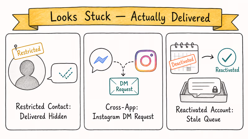 Three deceptive cases where Messenger looks stuck but the message actually delivered