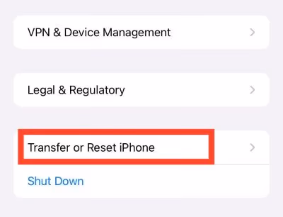 Transfer or Reset iPhone