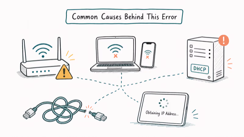 Hand-drawn illustration: Common Causes Behind This Error