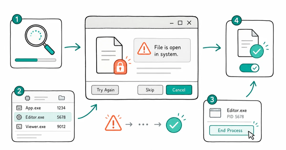 Fix "File Is Open in System" Error on Windows (8 Methods) cover image