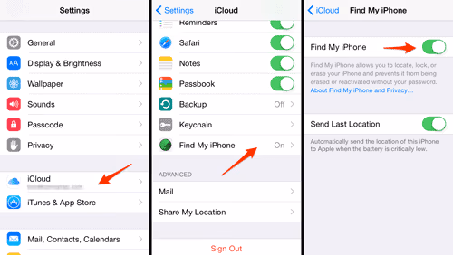 Check the status of Find My iPhone on your iPhone