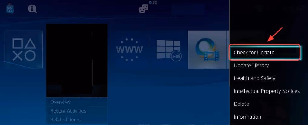 PS4 check for update