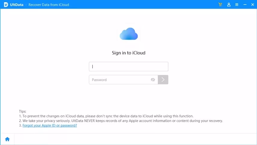 Tenorshare UltData - Sign in iCloud