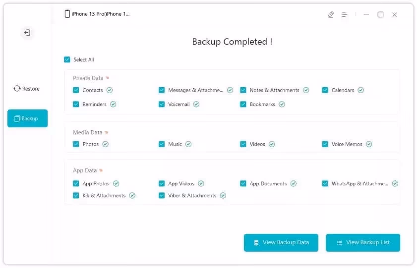 Tenorshare iCareFone Back up Completely