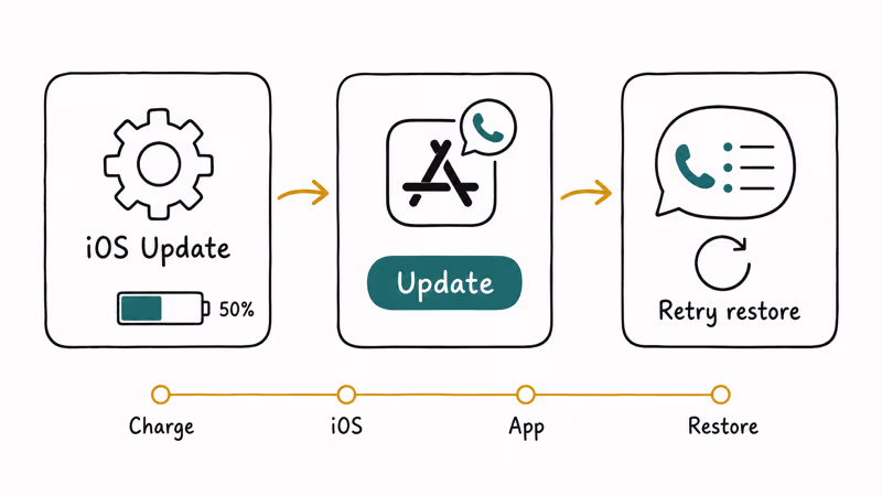 Update cards for iOS WhatsApp and restore retry sequence.
