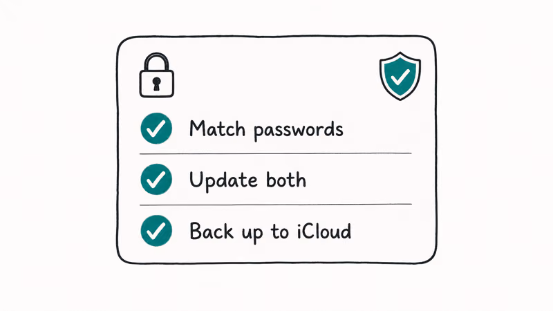 Checklist card listing habits that prevent future Keychain password problems