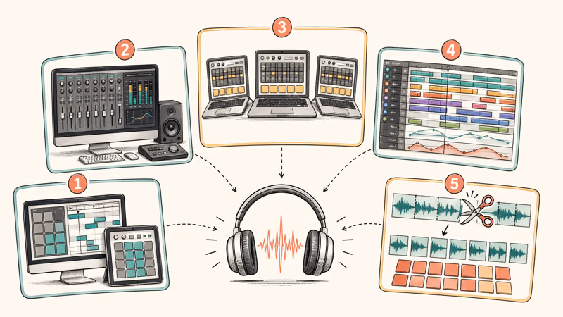 Five free beat-making workflows compared by platform and production style
