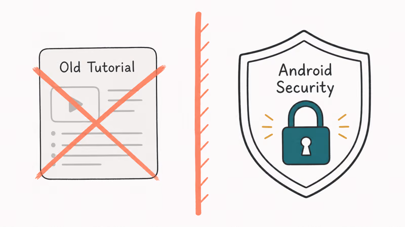 Outdated bypass tutorial blocked by a modern Android security shield