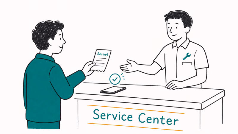 Customer showing proof of ownership at an authorized phone service center