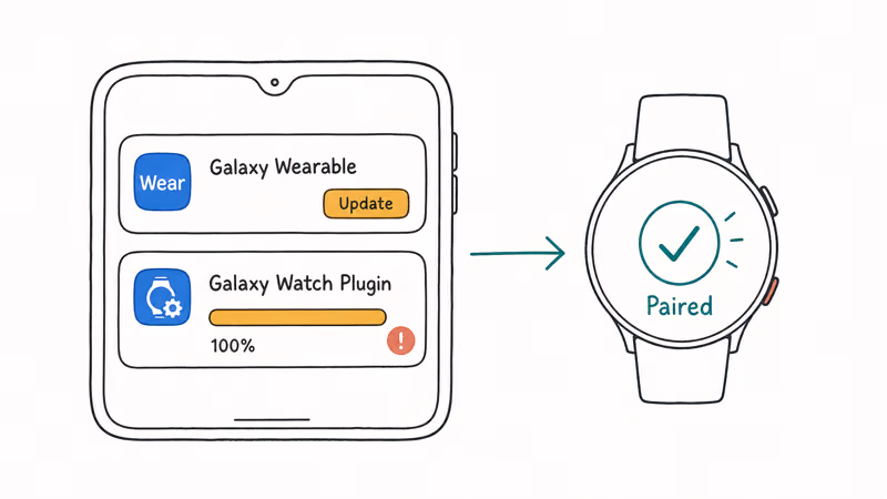 Galaxy Wearable app and watch plugin downloading fully before pairing succeeds