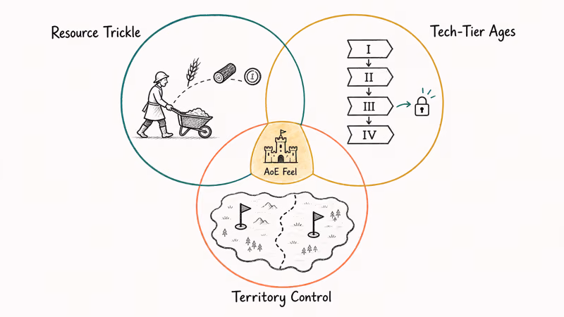 Venn diagram of resource trickle tech ages and territory control mechanics