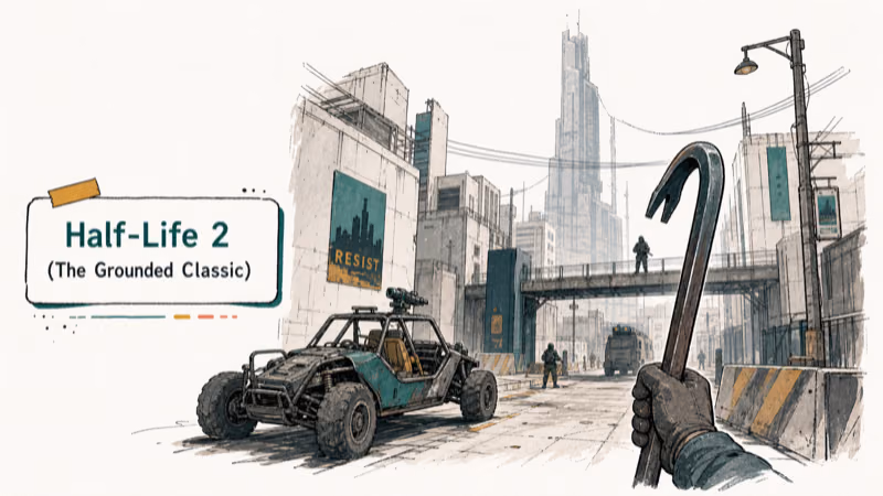 Hand-drawn illustration: Half-Life 2 (The Grounded Classic)