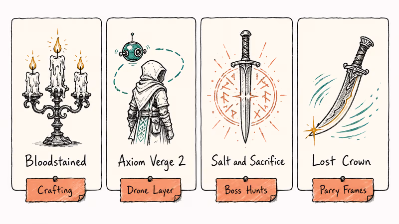 Comparison of four soulslike Metroidvania picks for Hollow Knight fans seeking variety