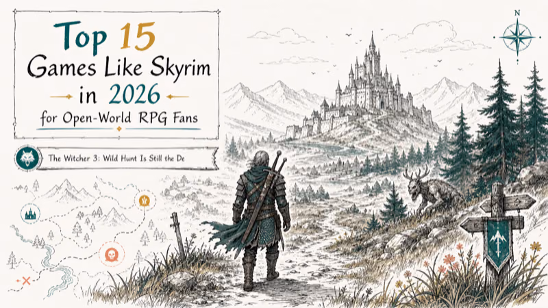 Hand-drawn illustration: The Witcher 3: Wild Hunt Is Still the Default Pick