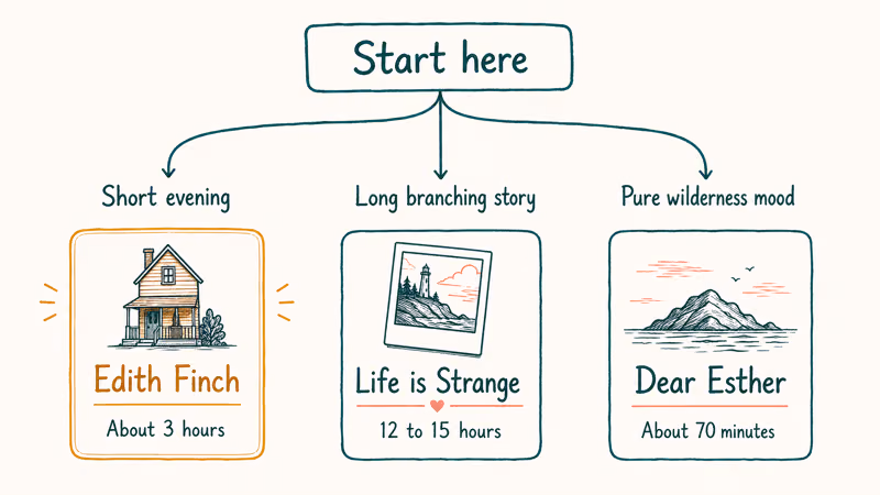 Decision tree picking first Firewatch like game by runtime and mood