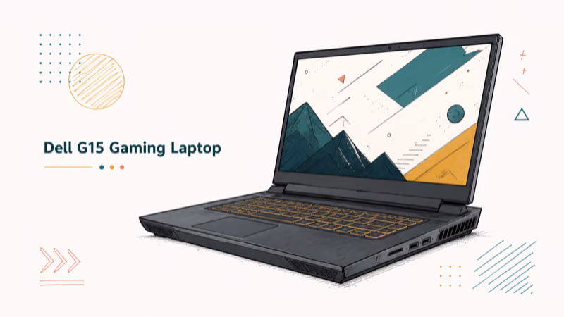 Hand-drawn illustration: Dell G15 Gaming Laptop