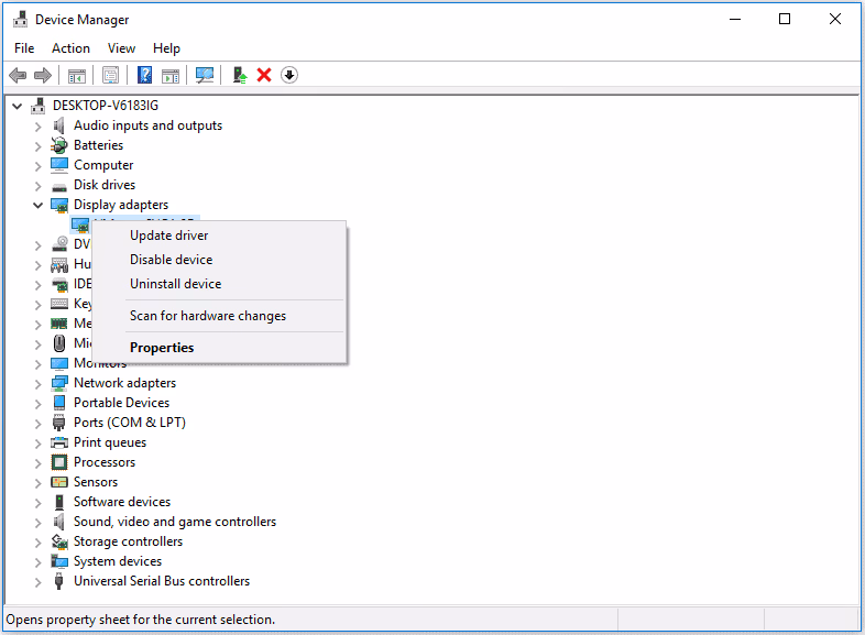 Update the graphics driver of Nvidia