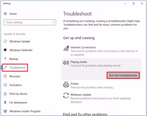 Run Windows Audio Troubleshooter