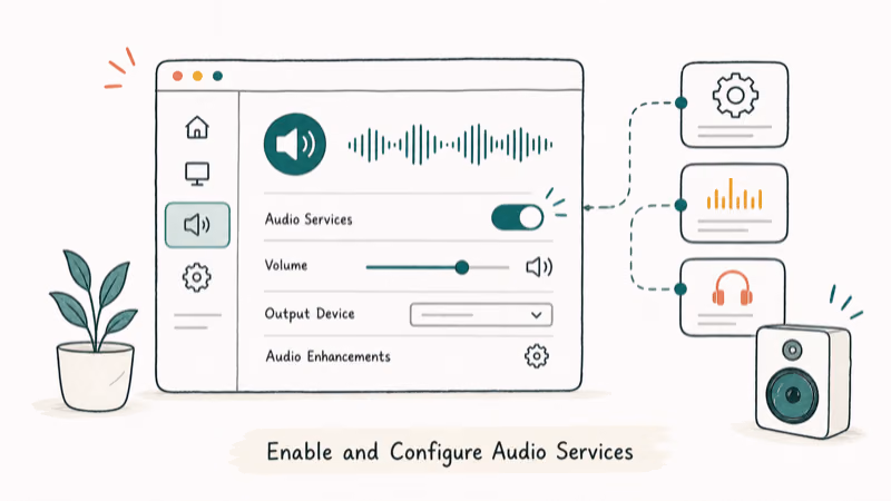 Hand-drawn illustration: Enable and Configure Audio Services