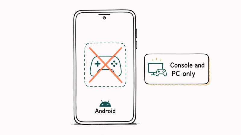 Android phone showing God of War is not available as a native game