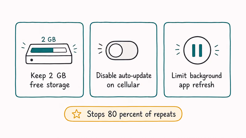 Three Play Store prevention habit cards keep storage free disable cellular updates and limit refresh