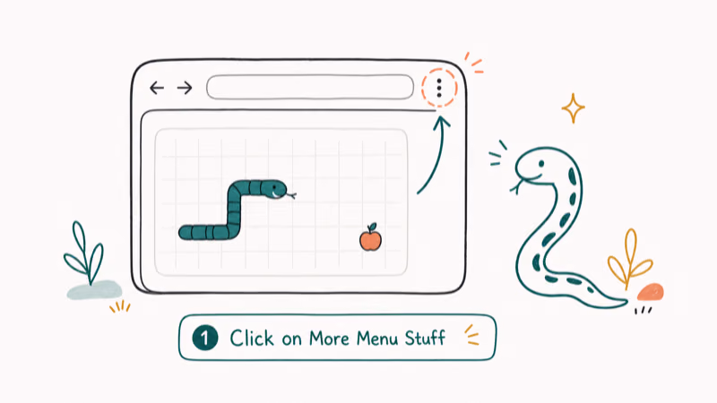 Hand-drawn illustration of Click on More Menu Stuff