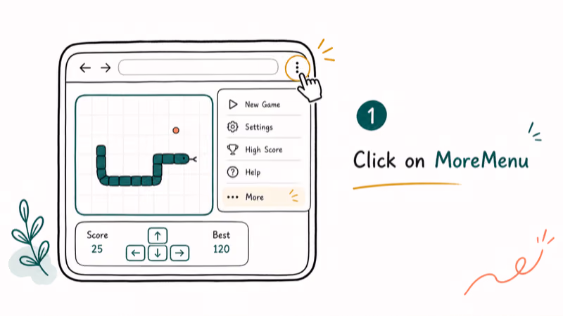Hand-drawn illustration of Click on MoreMenu